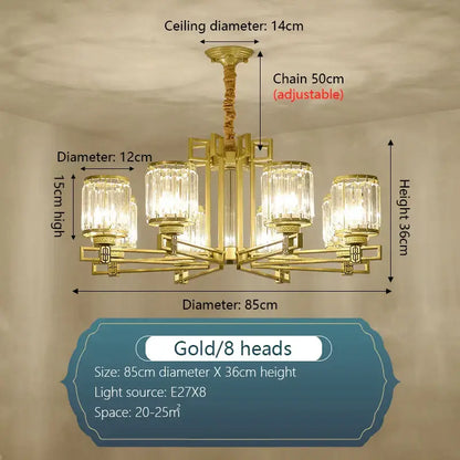 crystal chandelier gold geometric living room light
