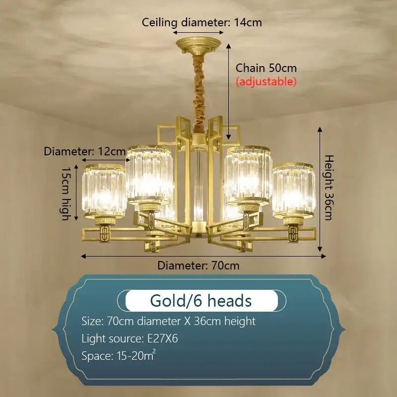 crystal chandelier gold geometric living room light
