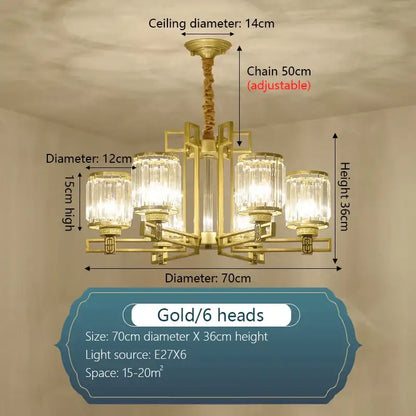 crystal chandelier gold geometric living room light