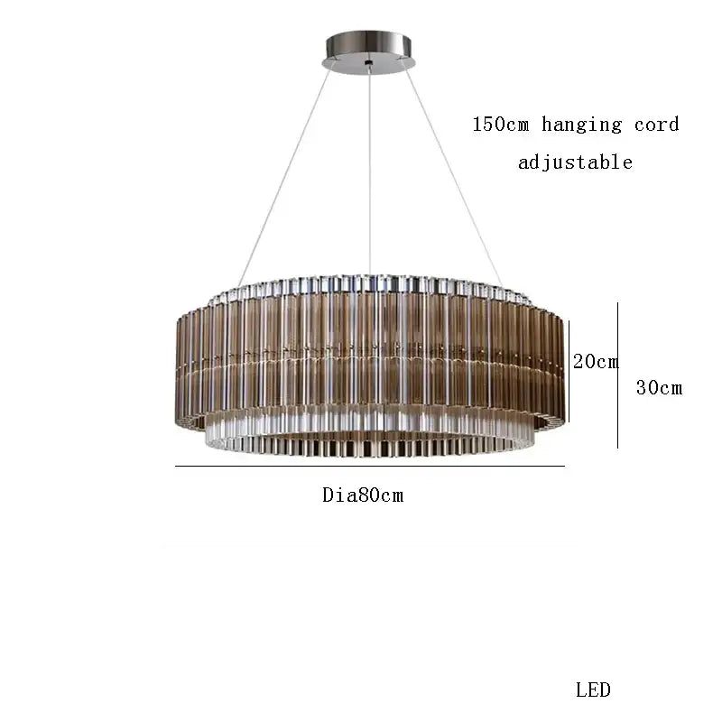 Modern copper & clear glass crystal chandelier living room light
