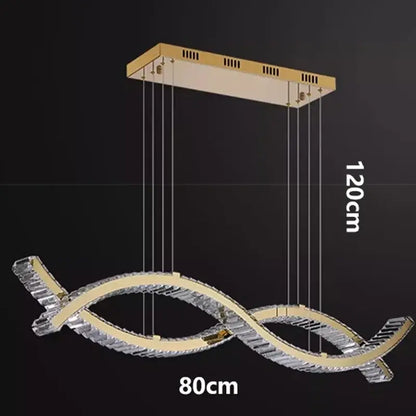Modern gold rectangular crystal chandelier dining room light