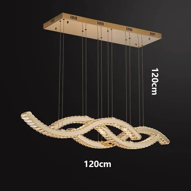 Modern gold rectangular crystal chandelier dining room light