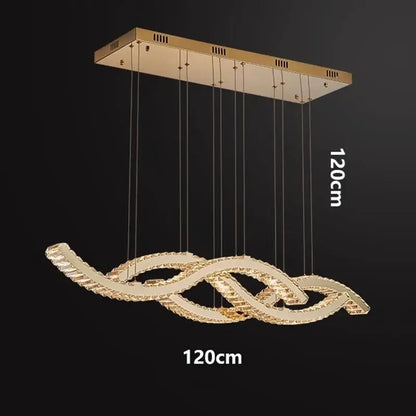 Modern gold rectangular crystal chandelier dining room light