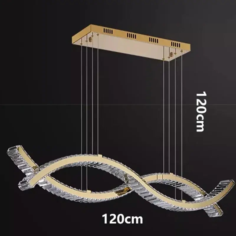 Modern gold rectangular crystal chandelier dining room light