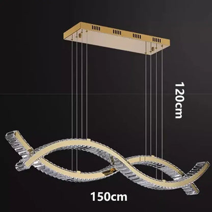 Modern gold rectangular crystal chandelier dining room light