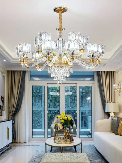 Elegant gold crystal chandelier for living room