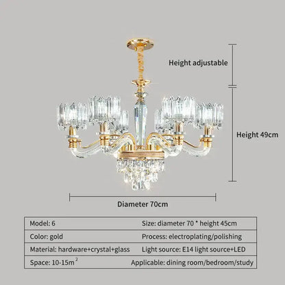 Elegant gold crystal chandelier for living room
