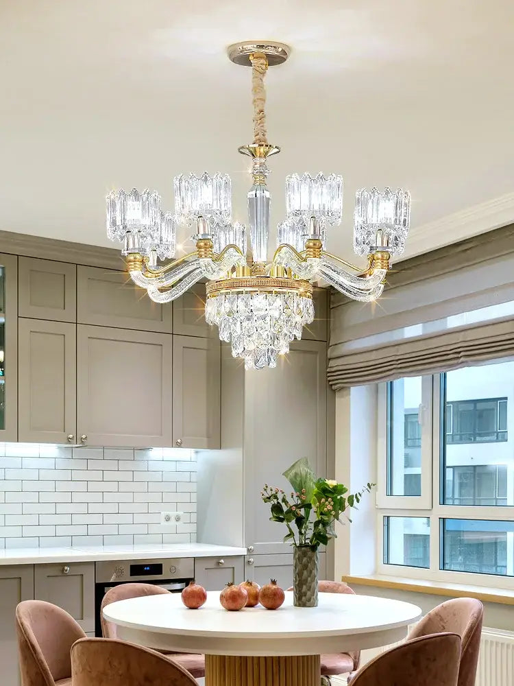 Elegant gold crystal chandelier for living room