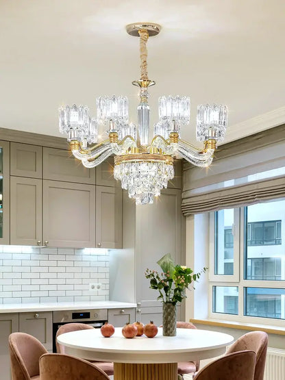 Elegant gold crystal chandelier for living room