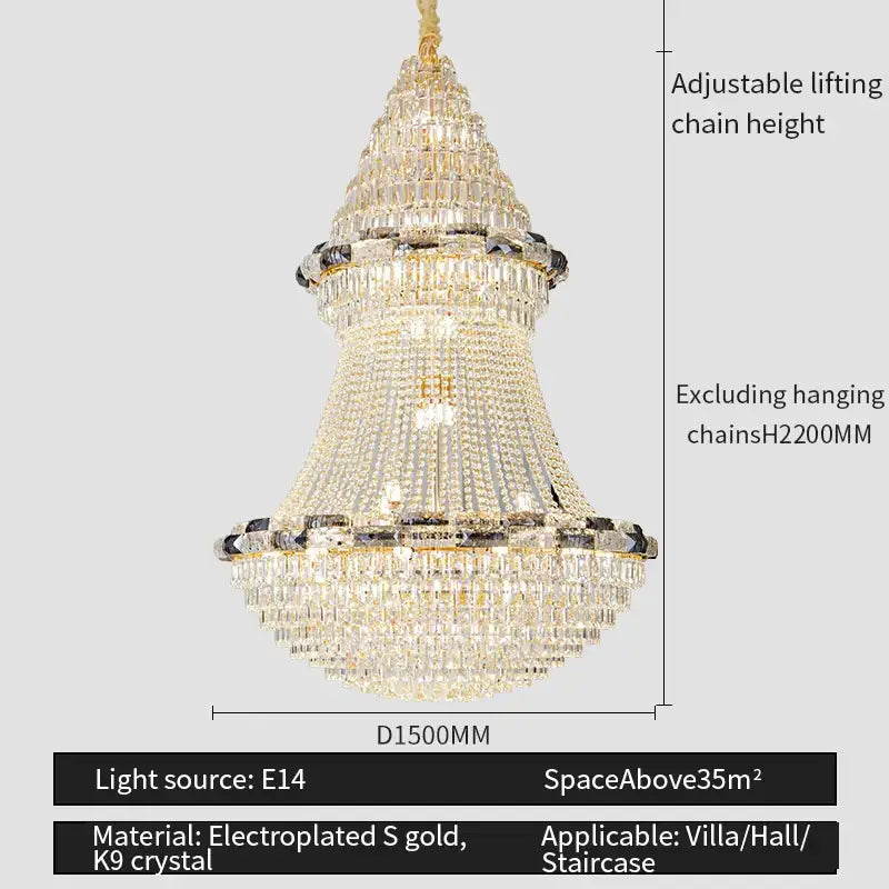 European gold crystal chandelier for living room luxury
