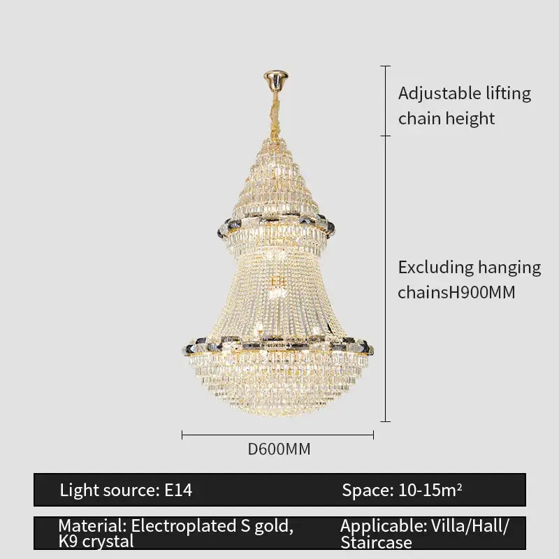 European gold crystal chandelier for living room luxury