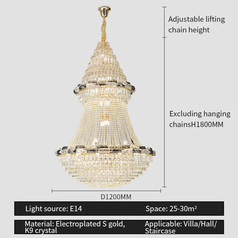 European gold crystal chandelier for living room luxury