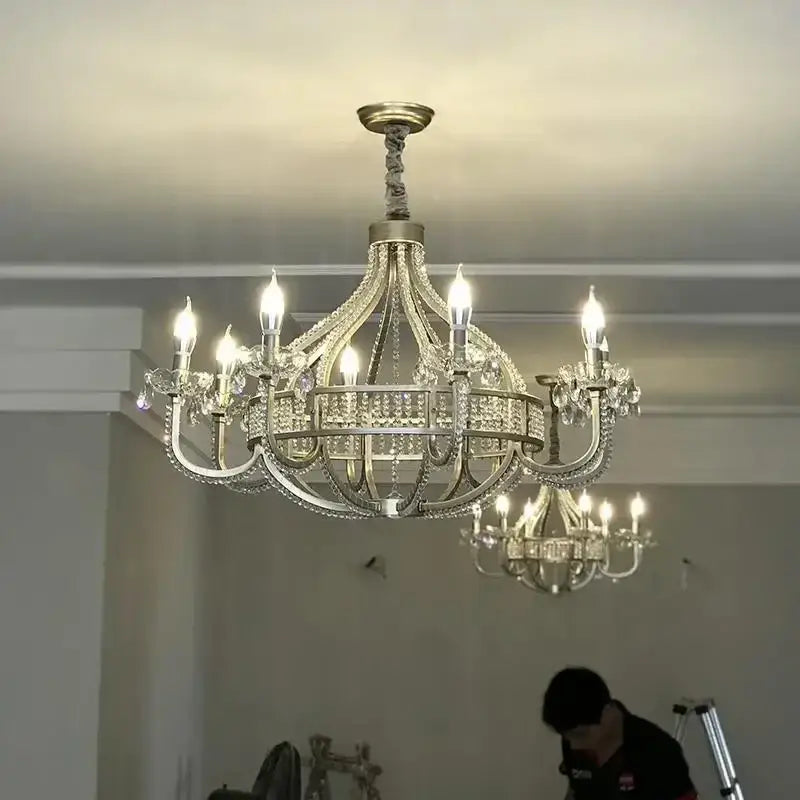 Antique silver crystal chandelier for dining room
