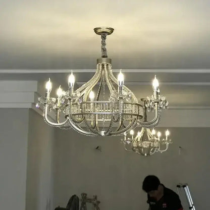 Antique silver crystal chandelier for dining room