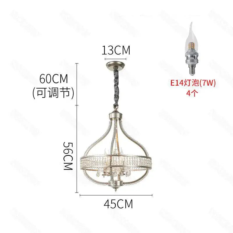 Antique silver crystal chandelier for dining room