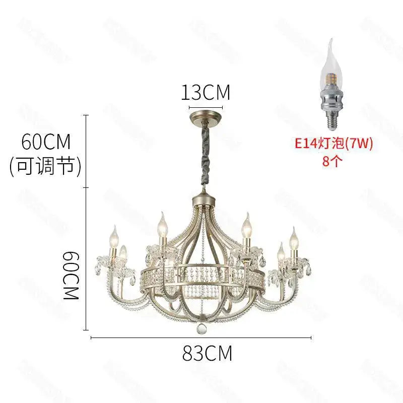 Antique silver crystal chandelier for dining room