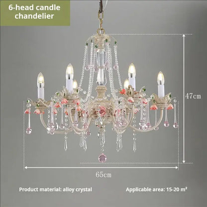 French style white and pink crystal chandelier dining room light