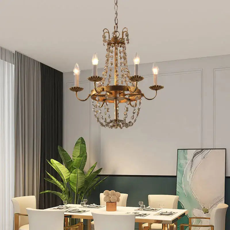 Antique brass crystal chandelier for dining room