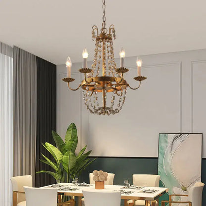 Antique brass crystal chandelier for dining room