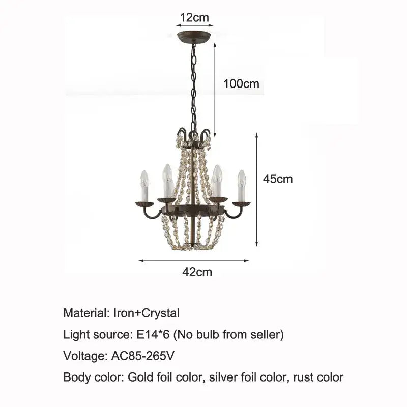Antique brass crystal chandelier for dining room