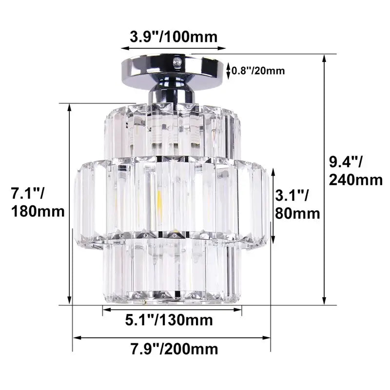 Modern chrome crystal chandelier living room ceiling light