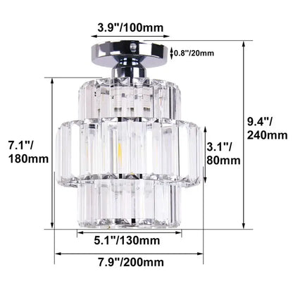 Modern chrome crystal chandelier living room ceiling light