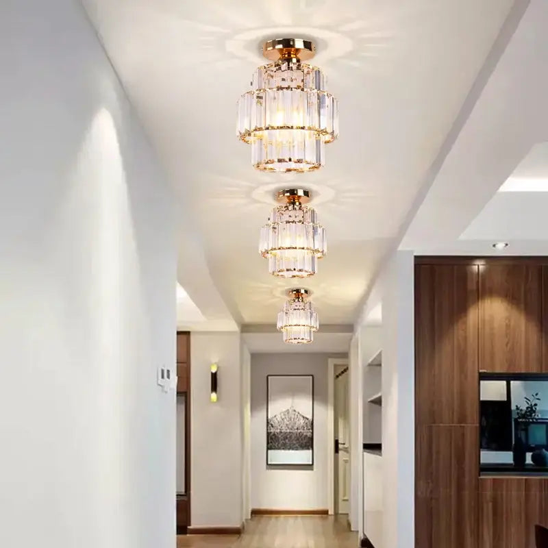 Modern chrome crystal chandelier living room ceiling light