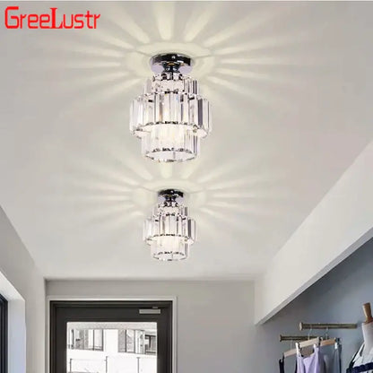 Modern chrome crystal chandelier living room ceiling light