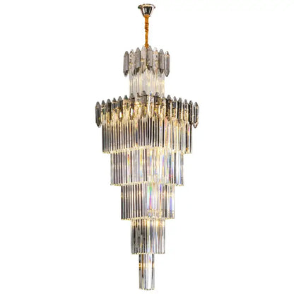 Luxury gold and frosted crystal chandelier dining room light fixture