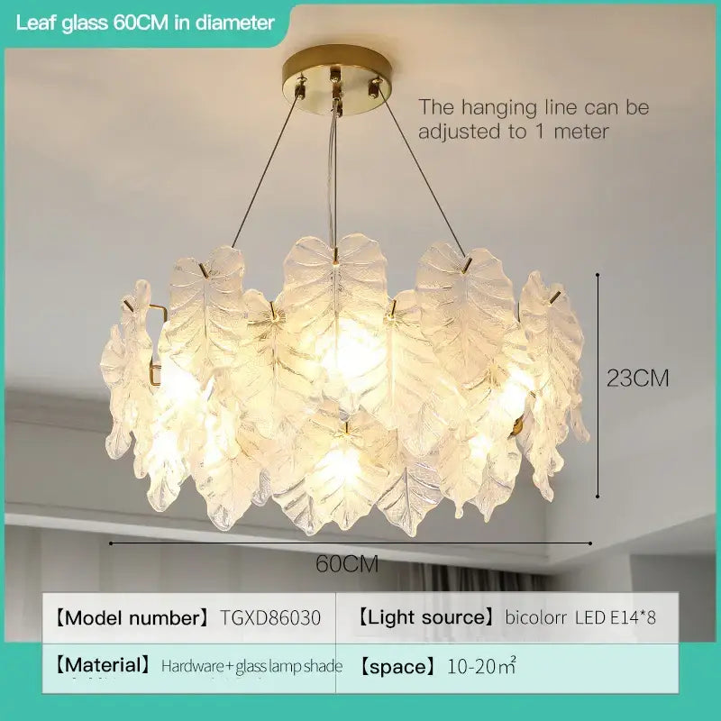 Elegant white leaf crystal chandelier for living room gold mount
