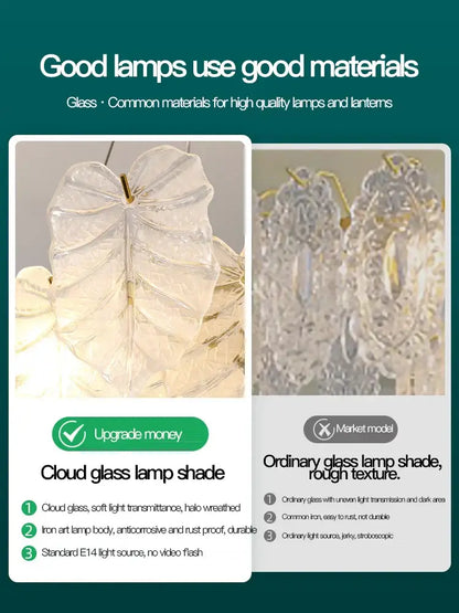 Elegant white leaf crystal chandelier for living room gold mount