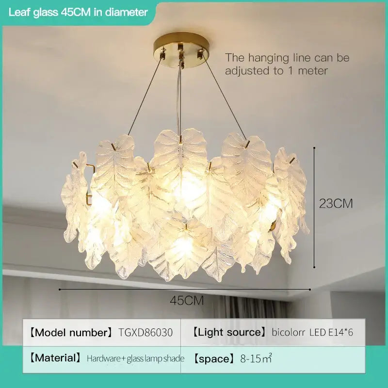 Elegant white leaf crystal chandelier for living room gold mount