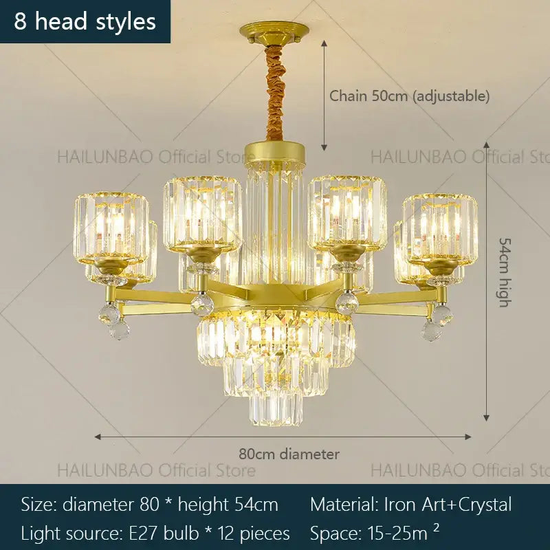 crystal chandelier golden multi tiered living room lamp