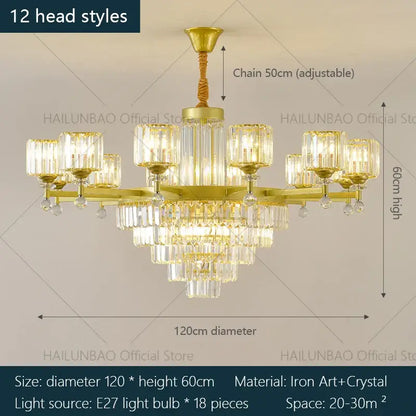 crystal chandelier golden multi tiered living room lamp