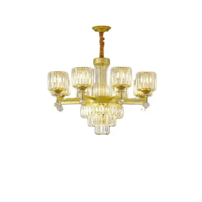 crystal chandelier golden multi tiered living room lamp