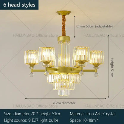 crystal chandelier golden multi tiered living room lamp