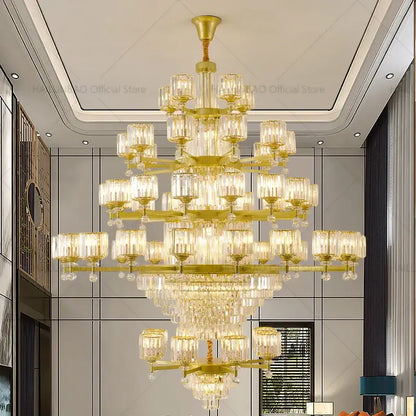 crystal chandelier golden multi tiered living room lamp