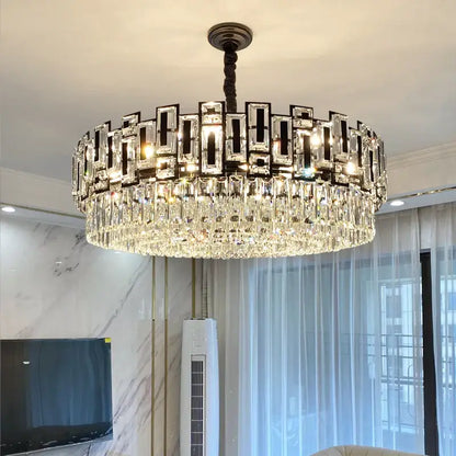 Modern black crystal chandelier living room glass prism light