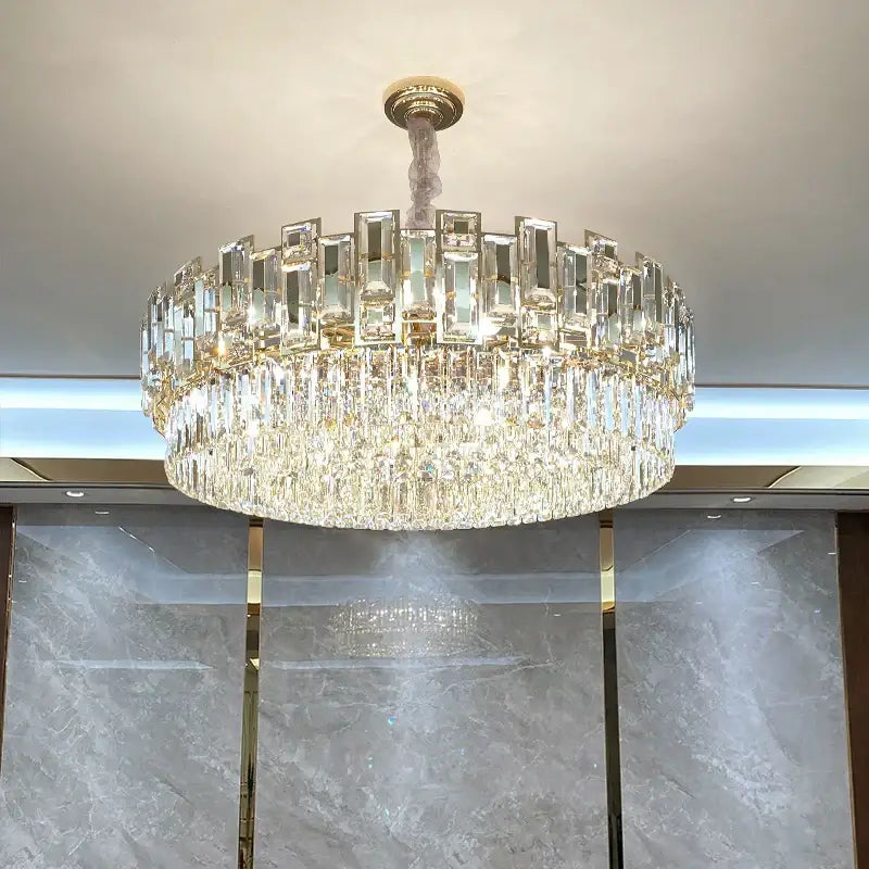 Modern black crystal chandelier living room glass prism light