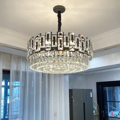 Modern black crystal chandelier living room glass prism light