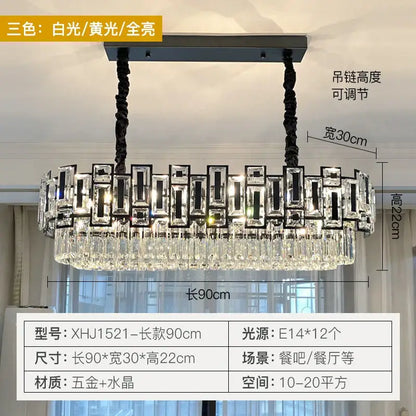 Modern black crystal chandelier living room glass prism light