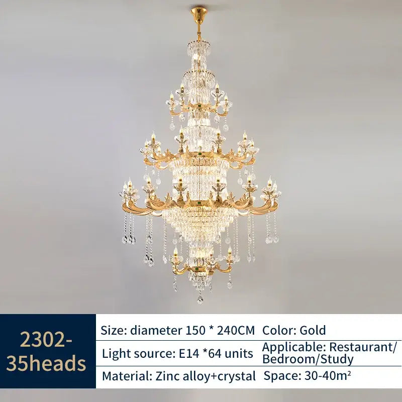 Classic european gold crystal chandelier dining room light