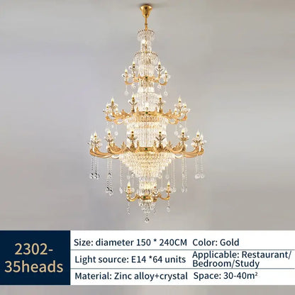 Classic european gold crystal chandelier dining room light