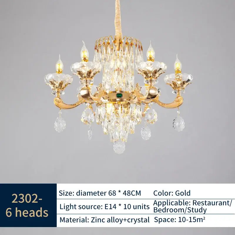 Classic european gold crystal chandelier dining room light