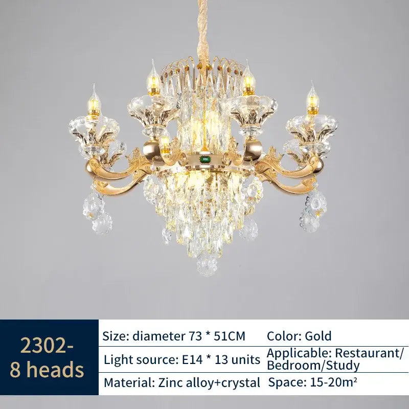 Classic european gold crystal chandelier dining room light