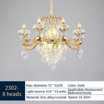 Classic european gold crystal chandelier dining room light