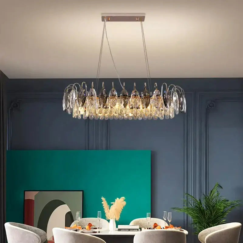 crystal chandelier gold & amber living room light