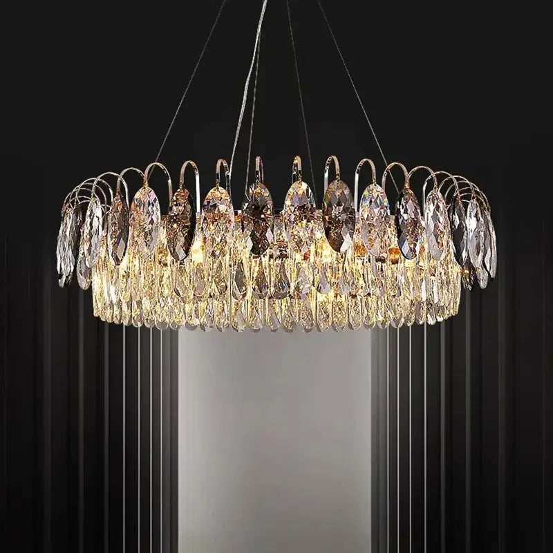 crystal chandelier gold & amber living room light