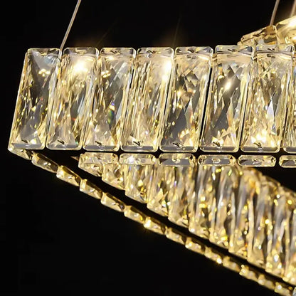 Modern golden geometric crystal chandelier living room light