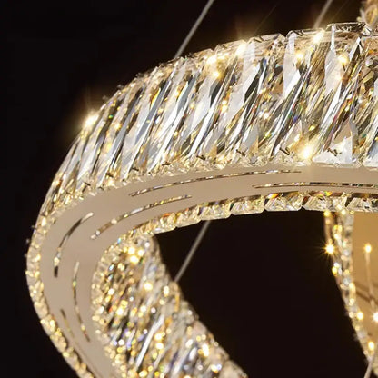 Golden spiral crystal chandelier living room pendant light